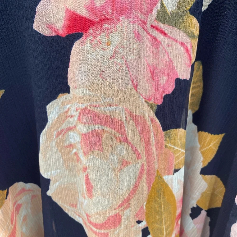 Karl Lagerfeld Paris Floral Chiffon Midi Wrap Dress Size 2 - Picture 8 of 15